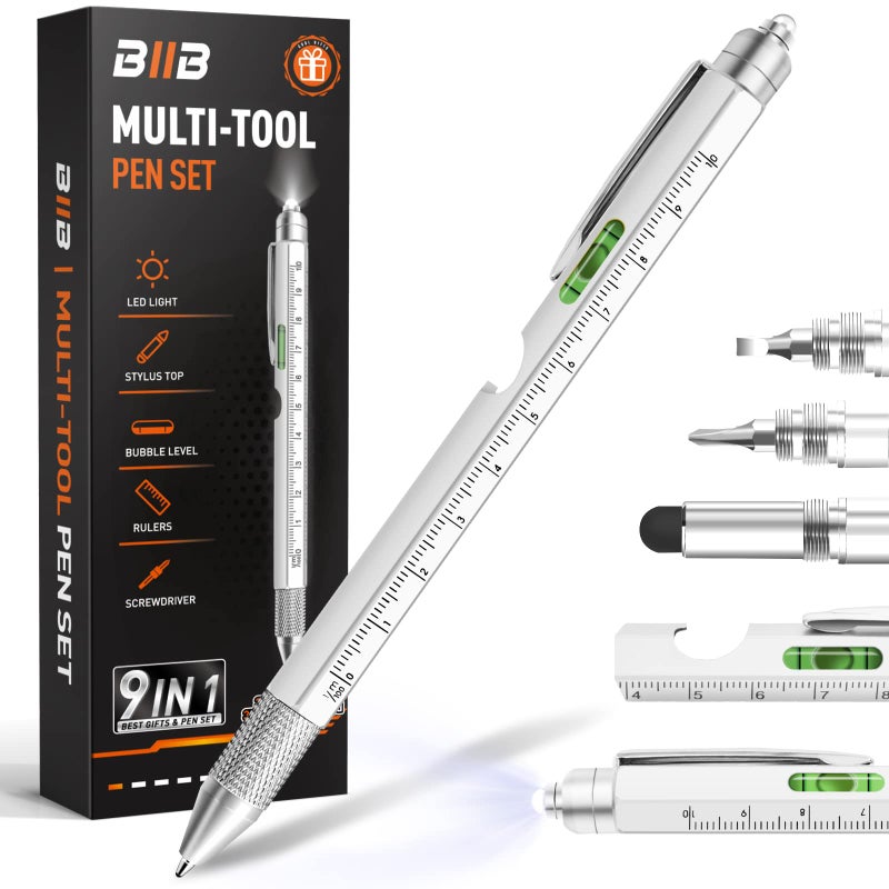 BIIB Valentines Day Gifts for Him, Gifts for Men 9 in 1 Multitool Pen, Mens Valentines Day Gifts, Dad Gifts from Wife Daughter, Gift for Mens Who Have Everything, Cool Gadgets for Men, Useful Tools