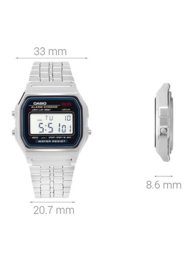 CASIO Digital wristwatch with a stainless steel strap model A159W-N1DF - Size 33 mm - Silver color - Image 4