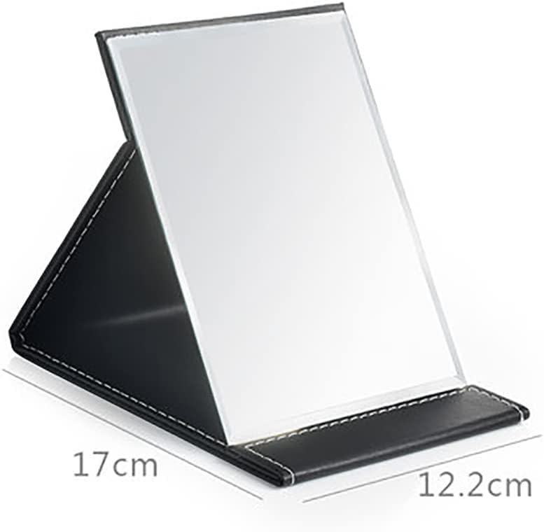 Thea Thea Folding Mirror Round Compact Mirror PU Leather Vanity Mirror with Stand for Desk Camping Travel Personal Tabletop Vanity HandMirrors Princess Mirror Square Makeup Mirror Small Mirror Framed  - Image 5