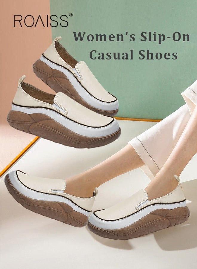 roaiss New Arrival Round Retro Thick Soles Fashionable Comfortable Shoes Women's Explosive Style Loafers Slip-On Casual Walking Sports Shoes  - Image 1
