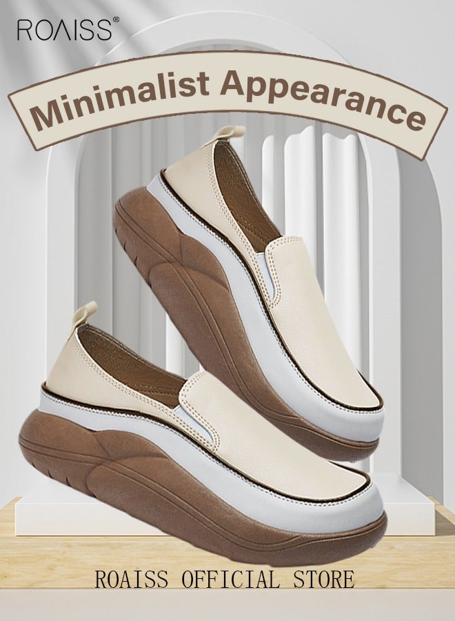 New Arrival Round Retro Thick Soles Fashionable Comfortable Shoes Women's Explosive Style Loafers Slip-On Casual Walking Sports Shoes