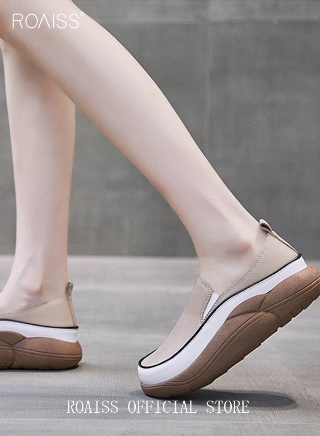 roaiss New Arrival Round Retro Thick Soles Fashionable Comfortable Shoes Women's Explosive Style Loafers Slip-On Casual Walking Sports Shoes  - Image 5