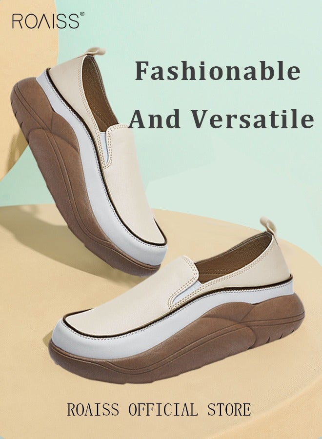 New Arrival Round Retro Thick Soles Fashionable Comfortable Shoes Women's Explosive Style Loafers Slip-On Casual Walking Sports Shoes
