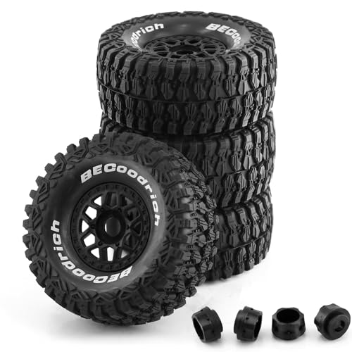 Chanmoo 1/7 1/8 RC Short Course Truck Buggy Tires and Wheels 17mm Hex OD 135mm Off Road Tyres for 1:7 1:8 Scale RC Off-Road Truck Car HSP TRAXXAS UDR 85086-4 ARRMA Mojave YK4072 DF7 4PCS (Black) - Image 1