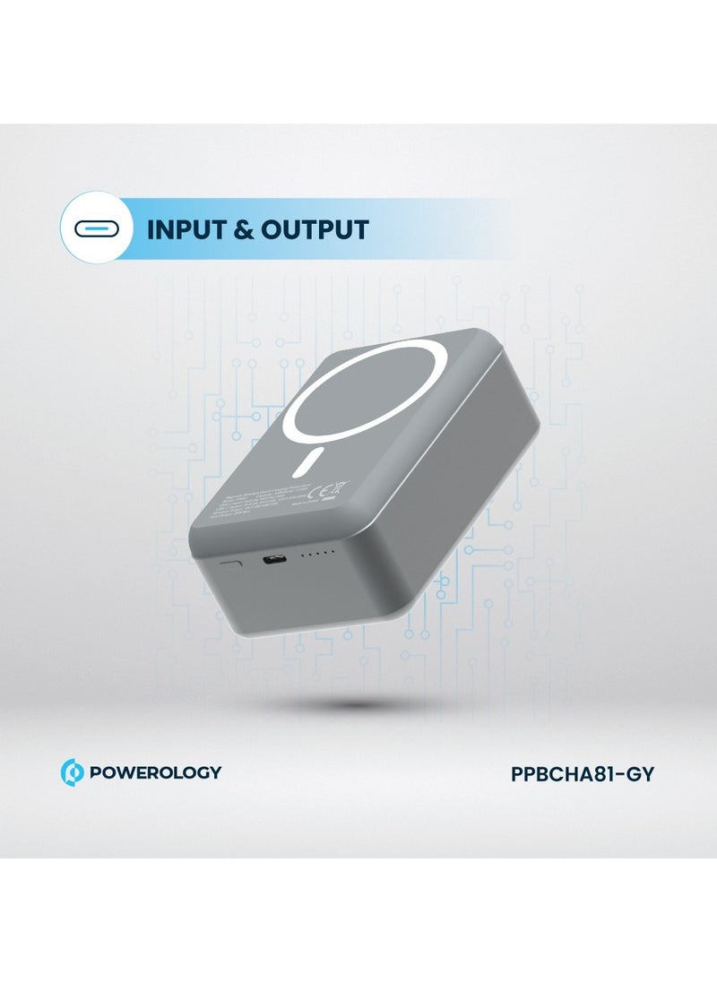 Powerology - 30000mAh MagSafe Aluminum Power Bank 20W and 15W Wireless Charging / Portable Battery / Simultaneous Charging / High Battery Capacity / Fast Charger Powerbank 30000 mAh- Dark Grey - Image 1