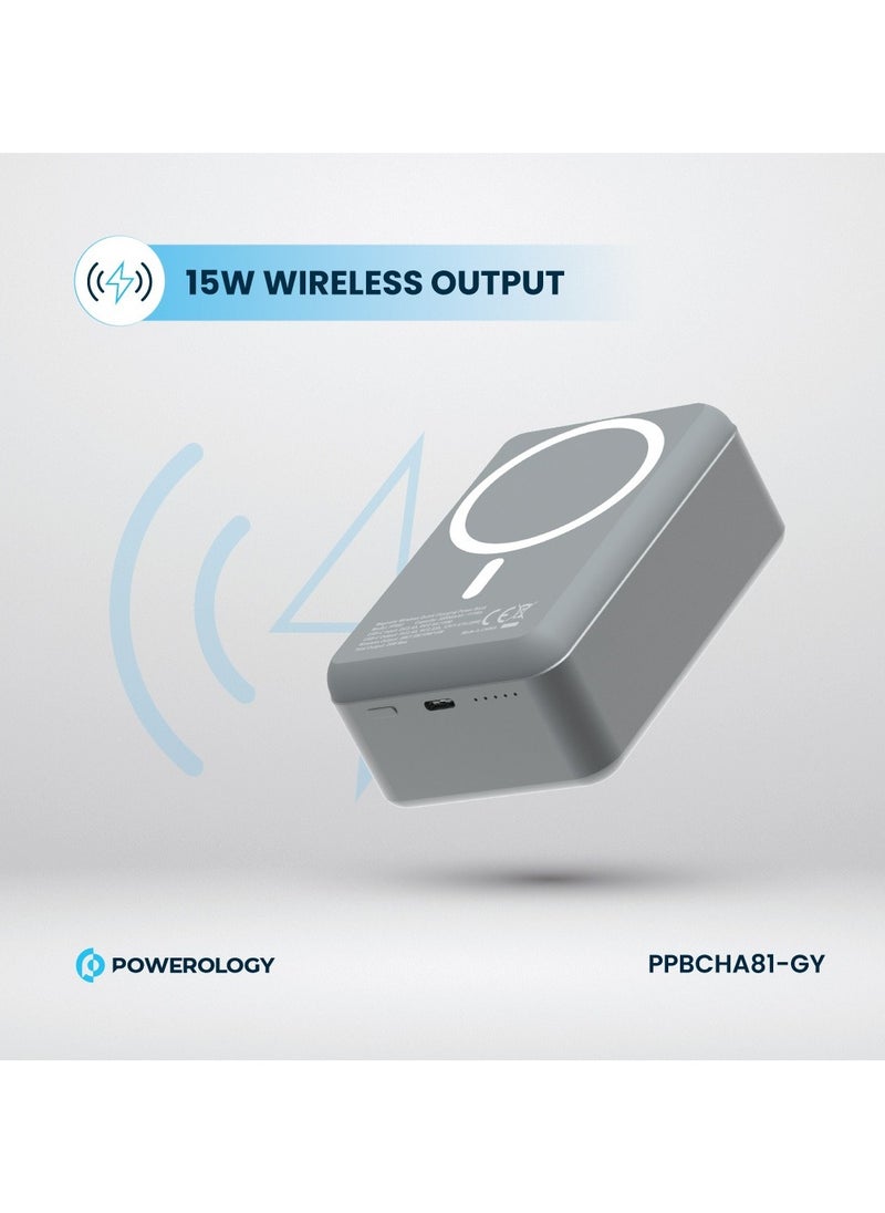 Powerology - 30000mAh MagSafe Aluminum Power Bank 20W and 15W Wireless Charging / Portable Battery / Simultaneous Charging / High Battery Capacity / Fast Charger Powerbank 30000 mAh- Dark Grey - Image 1