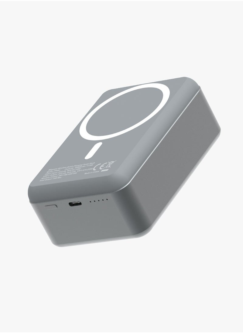 Powerology - 30000mAh MagSafe Aluminum Power Bank 20W and 15W Wireless Charging / Portable Battery / Simultaneous Charging / High Battery Capacity / Fast Charger Powerbank 30000 mAh- Dark Grey - Image 1