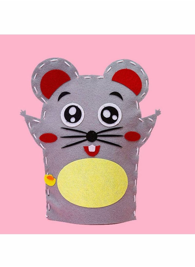 NIBEMINENT - DIY Finger Puppets Dolls, 8 Pcs Hand Puppet Making Kit Felt Sock Set Animal Craft Creative Play Party Supplies for Kids (Mixed) - Image 1