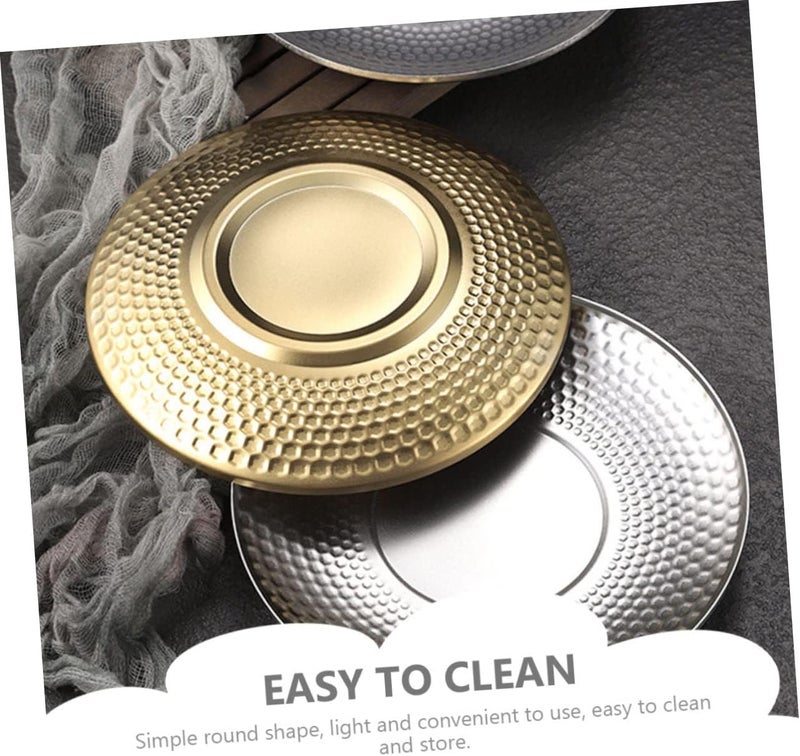 VOSAREA Kitchen Stainless Steel Fruit Serving Tray Creative Hammered Design Reusable Bbq Plate Compact Snack Dessert Dish for Parties Easy to Clean for Home Use - Image 5