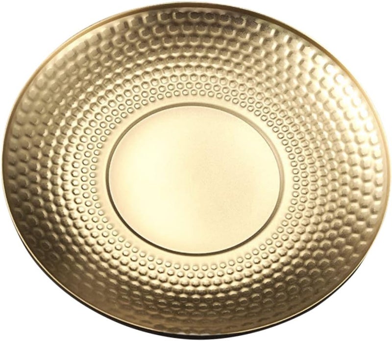 VOSAREA Kitchen Stainless Steel Fruit Serving Tray Creative Hammered Design Reusable Bbq Plate Compact Snack Dessert Dish for Parties Easy to Clean for Home Use - Image 1