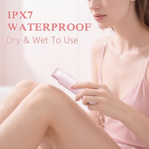 PUNOLAZY Bikini Trimmer for Women, 2-Speed Electric Razor for Pubic Hair Dual Head Shaver Women IPX7 Waterproof Rechargeable Lady Trimmer for Bikini Underarm Body Leg Face Pink - Image 5