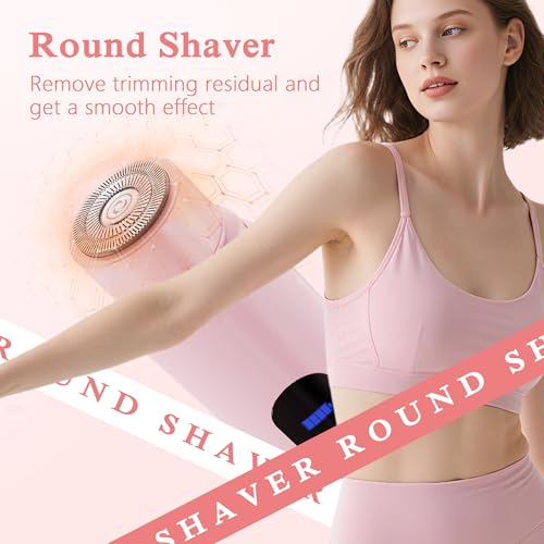 PUNOLAZY Bikini Trimmer for Women, 2-Speed Electric Razor for Pubic Hair Dual Head Shaver Women IPX7 Waterproof Rechargeable Lady Trimmer for Bikini Underarm Body Leg Face Pink - Image 4
