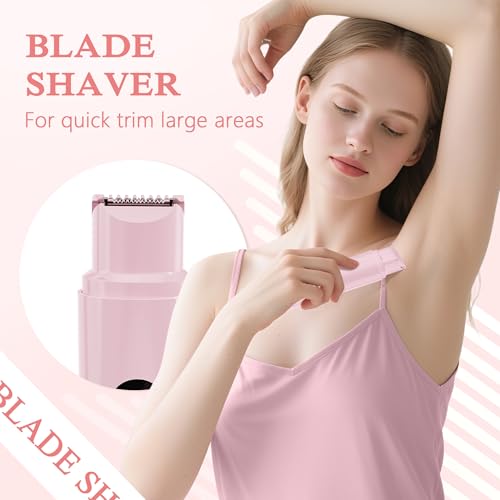 PUNOLAZY Bikini Trimmer for Women, 2-Speed Electric Razor for Pubic Hair Dual Head Shaver Women IPX7 Waterproof Rechargeable Lady Trimmer for Bikini Underarm Body Leg Face Pink - Image 3
