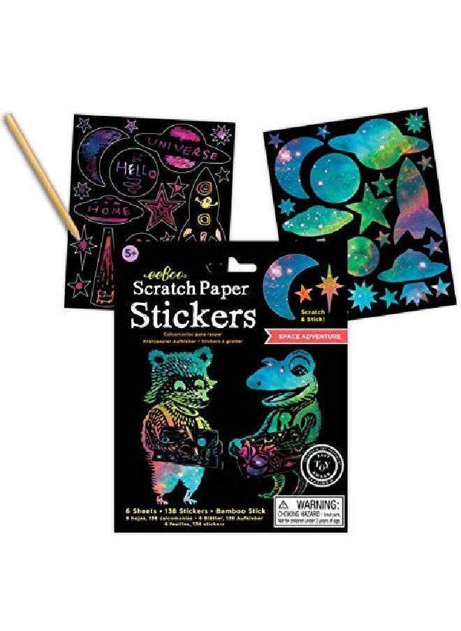 eeboo Galactic Space Scratch Stickers/ Space Adventure Multi 1 Ea Satsp  - Image 1