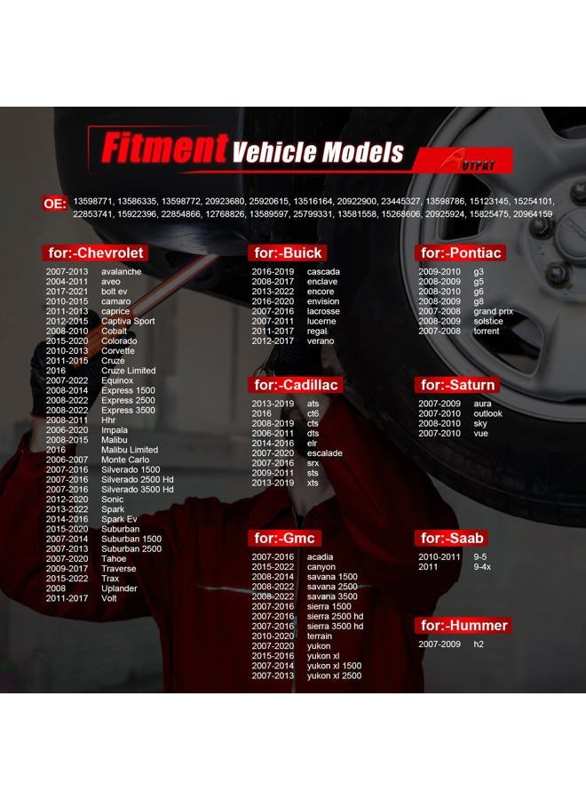 AOTPAT حساسات TPMS مسبقة البرمجة تناسب:- بويك ريجال إنفيجن فيرانوا تناسب:- كاديلاك إسكاليد تناسب:- شيفروليه سيلفرادو أفالانش إكسبريس تناسب:- هامر 315 ميجاهرتز OE#13598771 13598772 13586335 (4 قطع) - Image 2