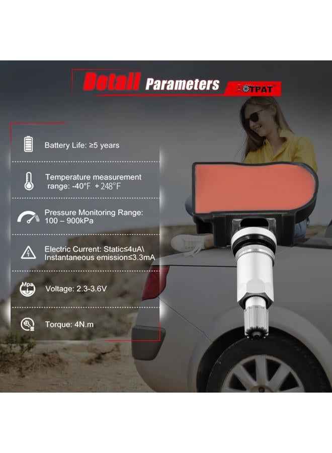 AOTPAT حساسات TPMS مسبقة البرمجة تناسب:- بويك ريجال إنفيجن فيرانوا تناسب:- كاديلاك إسكاليد تناسب:- شيفروليه سيلفرادو أفالانش إكسبريس تناسب:- هامر 315 ميجاهرتز OE#13598771 13598772 13586335 (4 قطع) - Image 5