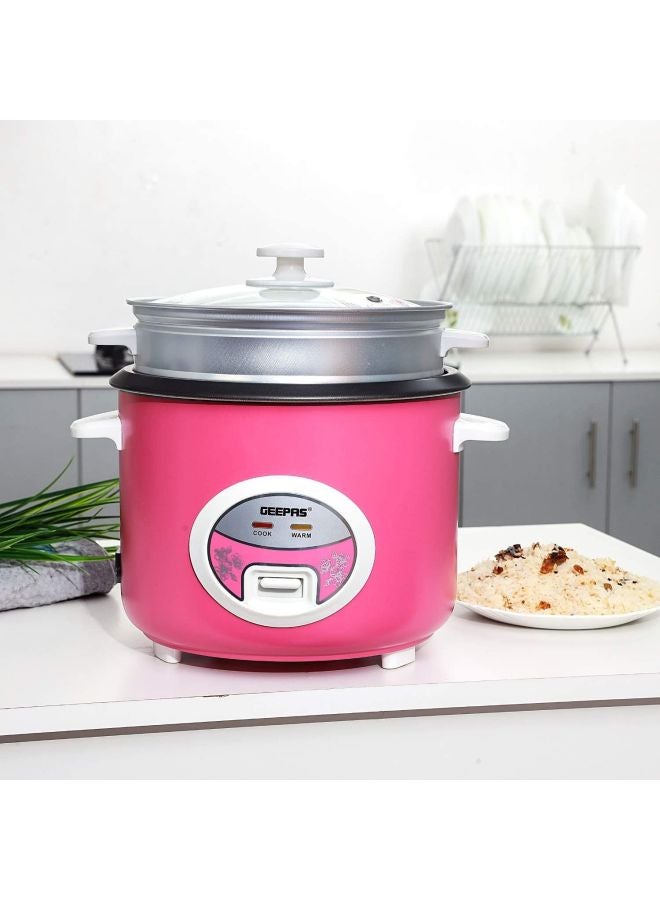 جيباس جهاز طهي الأرز الأوتوماتيكي 3 في 1 بسعة 1.8 لتر 1.8 L 400 W GRC4329N الوردي/الشفاف - Image 5