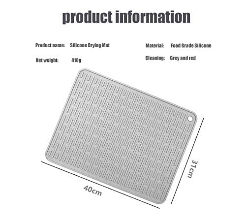 NILKANTH® - Good Grips Large Silicone Drying Mat, Kitchen Mat 15.8" x 12.2" (Color-Grey) - Image 3