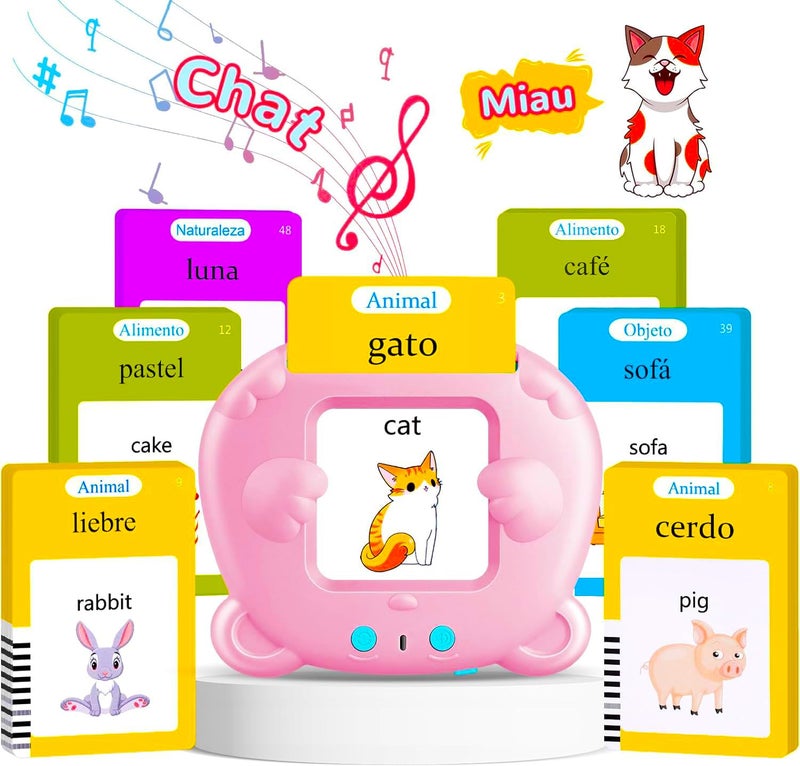 AHJ Spanish English Talking Flash Cards for Toddler Learning Montessori Toys with 224 Sight Words Speech Therapy Toys Childrens Sensory Preschool Learning Educational Birthday - Image 3