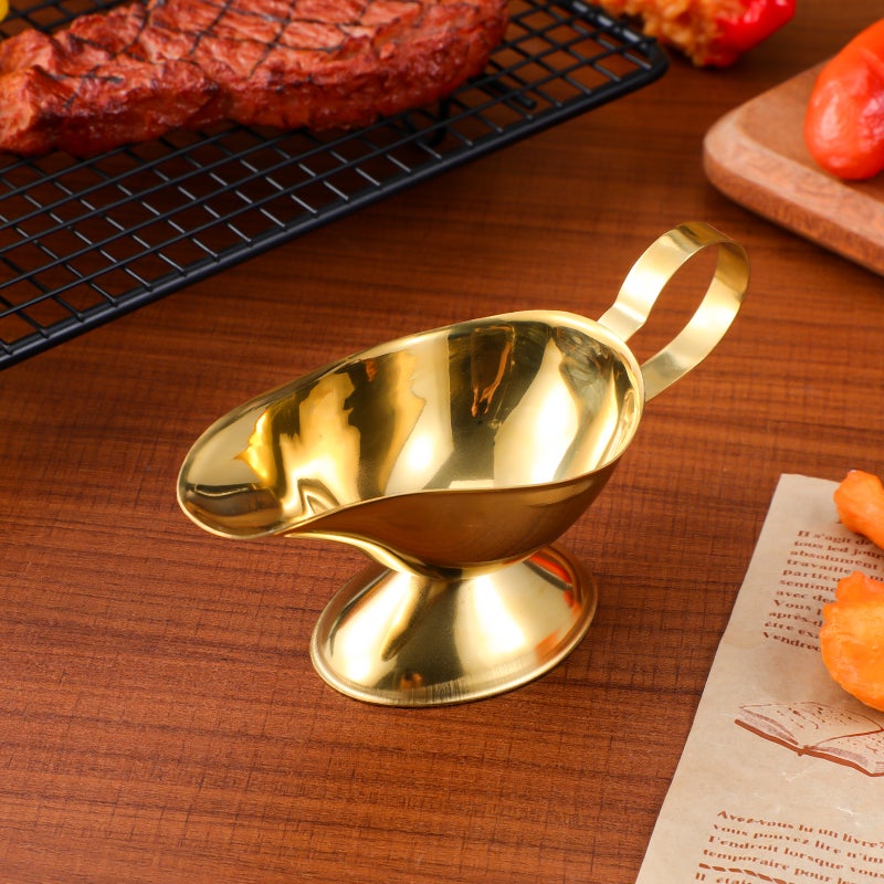 Stainless Steel Gravy Boat with Pour Spout - Multi-Functional Sauce Pitcher for Steak Salad Dressing Condiments Home Dining Restaurant Elegant Serving Server - Image 4