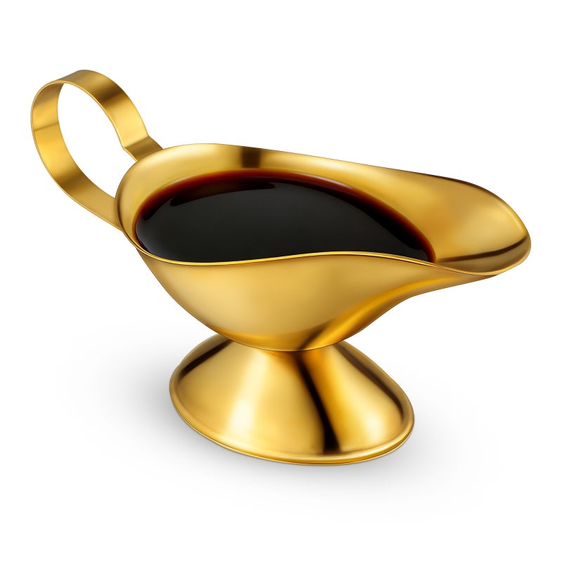 Stainless Steel Gravy Boat with Pour Spout - Multi-Functional Sauce Pitcher for Steak Salad Dressing Condiments Home Dining Restaurant Elegant Serving Server - Image 1