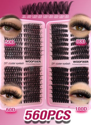 560 Pcs Lash Clusters, Lash Adhesive Glue & Lash Tweezer Set Eyelash Extensions Wispy False Eyelashes Lash Clusters DIY Eyelash Extensions Individual False Eyelashes for Women - view 3