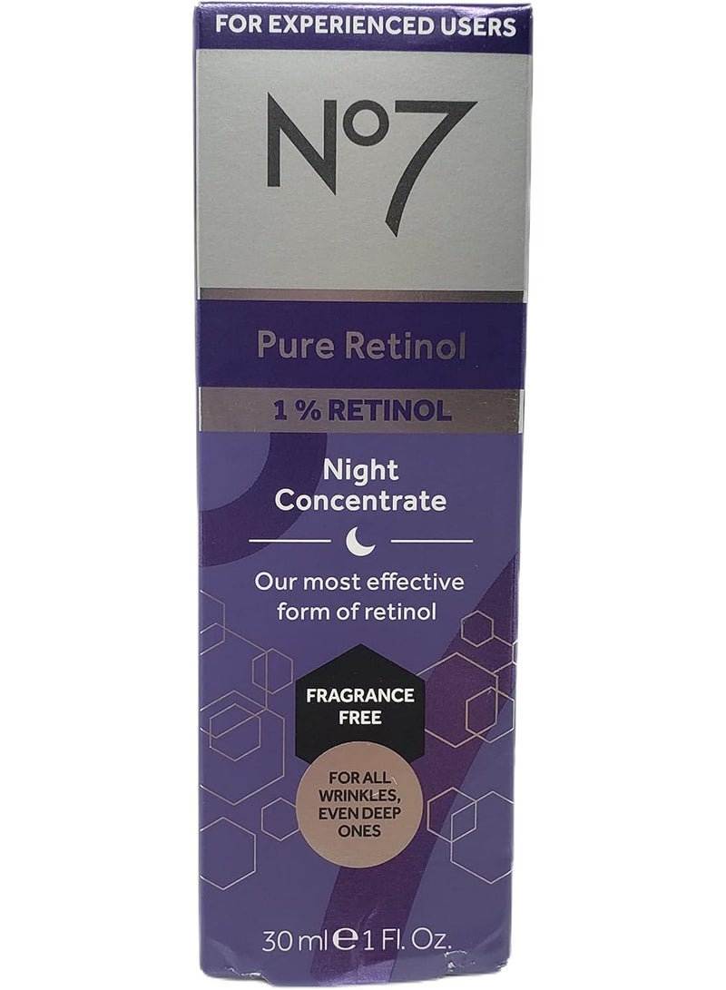 No7 Pure Retinol 1% Night Concentrate - Anti Wrinkle Serum with Collagen & Niacinamide, 30ml - Image 3