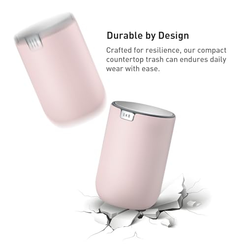 EKO Mini Desk Trash Can with Swing-Top Lid 0.4 Gallon Small Table Round Wastebasket for Office, Home, Car (Pink) - Image 5