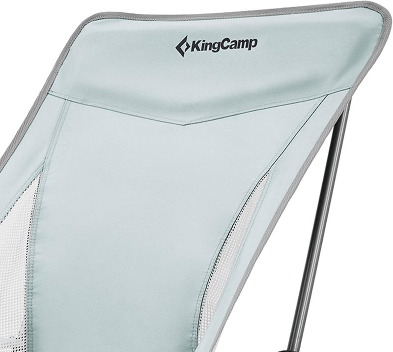 KingCamp Lightweight Padded Highback Folding Lounge Chair with Cupholder, Side Storage Pocket, and Carry Bag for Indoor or Outdoors, Grey - Image 4
