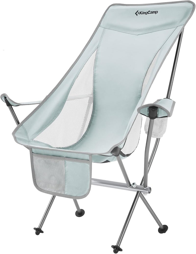 KingCamp Lightweight Padded Highback Folding Lounge Chair with Cupholder, Side Storage Pocket, and Carry Bag for Indoor or Outdoors, Grey - Image 3