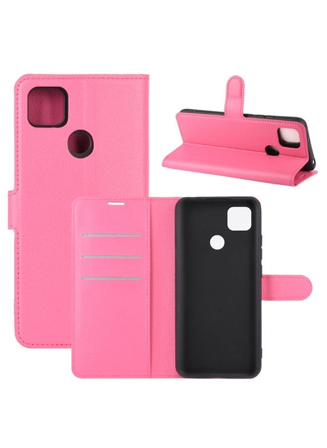 HuHa Case Cover For Xiaomi Redmi 9C Litchi Texture Horizontal Flip Protective Case with Holder & Card Slots & Wallet Rose Red 