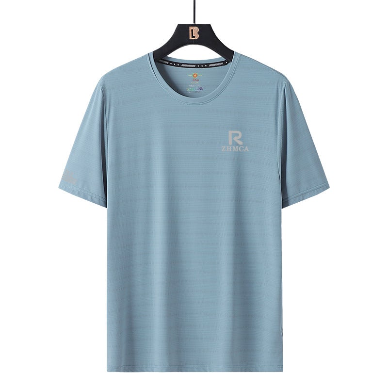 Ice Silk Short-Sleeved T-Shirt For Men And Women In Sports And Leisure Trendy Brand Round Neck Quick-Drying Couple Fashion T-Shirt Top - Image 3