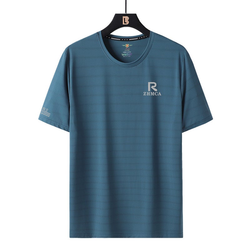 Ice Silk Short-Sleeved T-Shirt For Men And Women In Sports And Leisure Trendy Brand Round Neck Quick-Drying Couple Fashion T-Shirt Top - Image 2