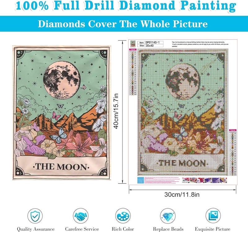 WUDWL Square Diamond Painting Kits Square Drill Diamond Painting,Square Diamond Art,3 Pack Sun Moon and Stars DIY Gem Art Kits for Adults and Crafts for Gifts and Home Wall Decor 12x16inch - Image 3