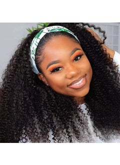 G&T Wig GT Headband Wig Human Hair 20 inch Curly Headband Wigs for Black Women 180 Density Glueless Wear and Go Wig 100 Brazilian Human Hair Curly Wave Headband Wigs Natural Color 