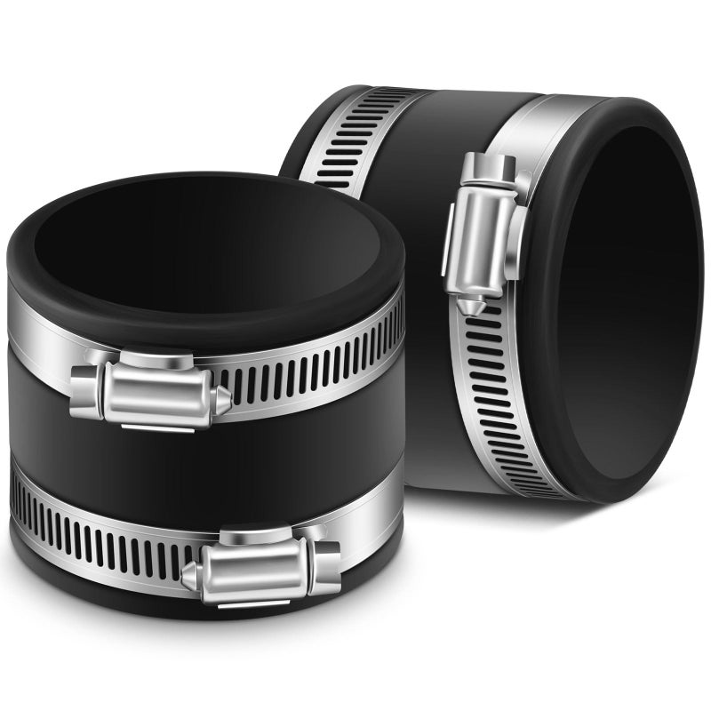 Minatee 2 Pcs 212 Inch Dust Control Flex Cuffs with Stainless Steel Hose Clamps Flexible PVC Coupling for Plastic and Copper Plumbing Connections Connector Ports Dust Collection Fittings