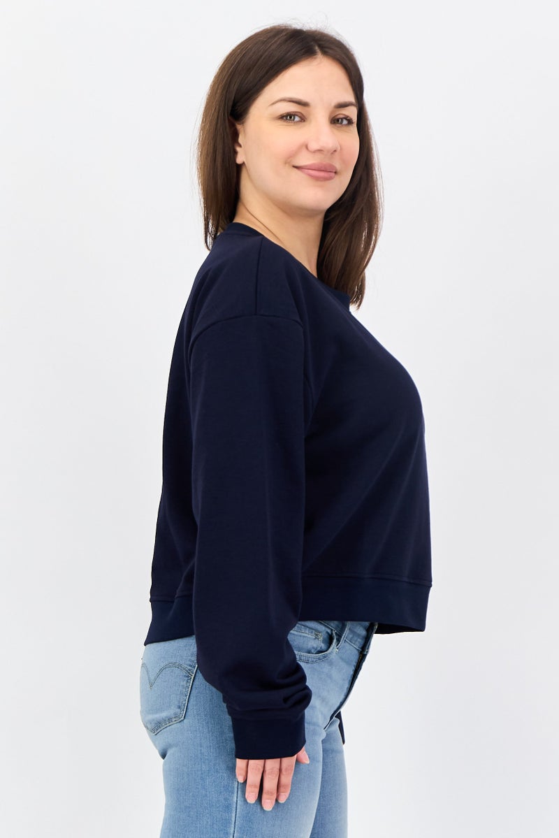 Juicy Couture سويت شيرتات نسائية بأكمام طويلة وطباعة جرافيك، كحلي - Image 2