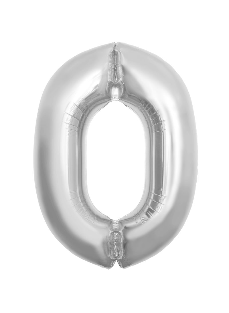 Party Zone Silver Foil Balloon Number 0 52" 