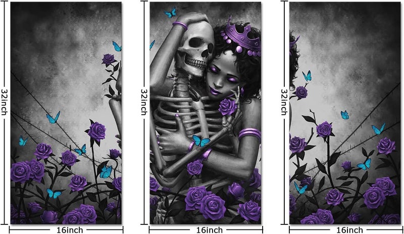 Kalormore African American Woman and Skull Canvas Wall Art - Image 2