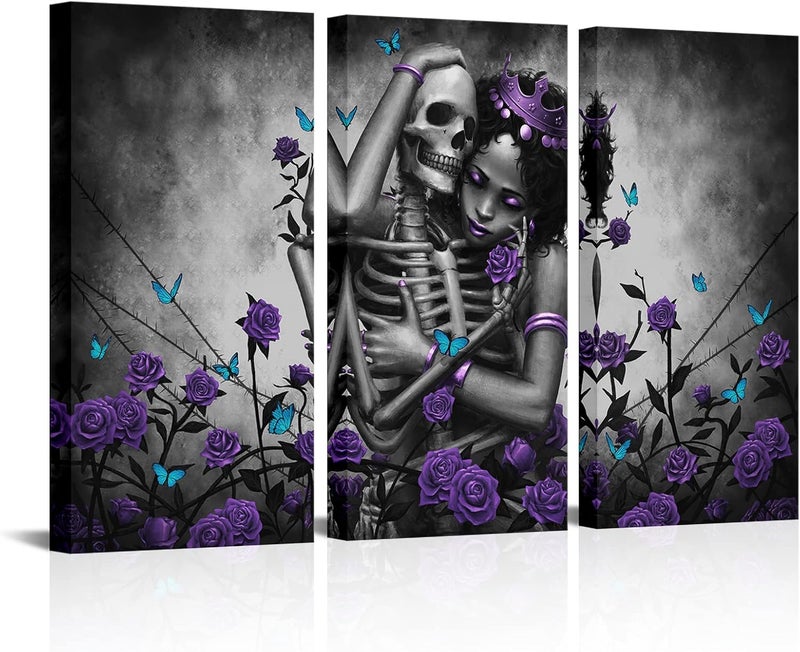Kalormore African American Woman and Skull Canvas Wall Art - Image 1