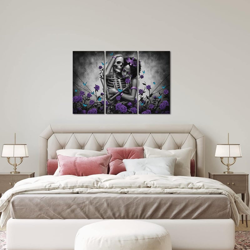 Kalormore African American Woman and Skull Canvas Wall Art - Image 5