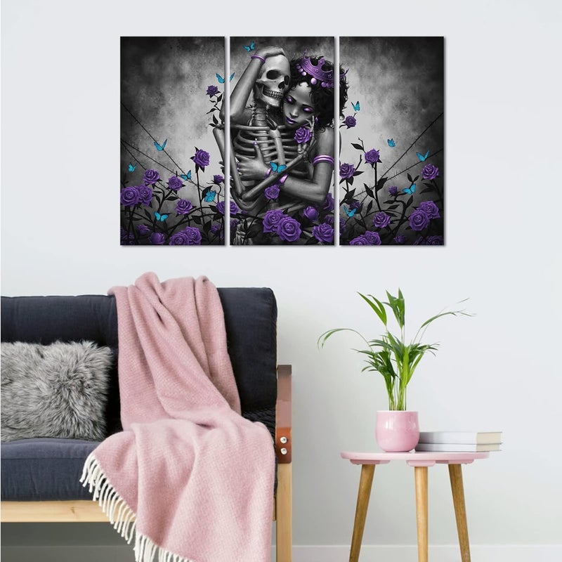 Kalormore African American Woman and Skull Canvas Wall Art - Image 4