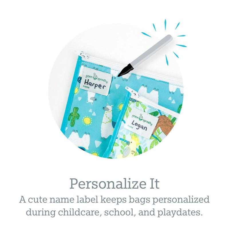 Green Sprouts Reusable Snack Bags (2 Pack) Holds Food, Utensils, Wipes, & More Food-Safe, Waterproof, Easy-Clean Material - Image 5