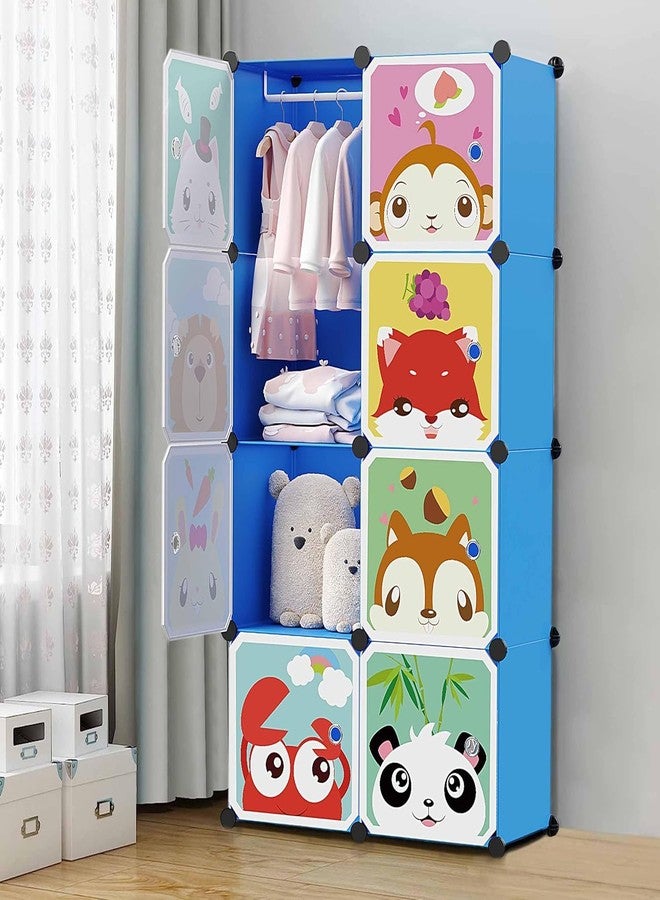 LUHI Plastic Wardrobe for Kids Clothes – Durable, Easy to Use Anti-Skid & Non-Slip Effective Professional Collapsible Wardrobe, Plastic Cupboard for Kids, Foldable Almirah (HK Blue, 8 Door) - Image 1