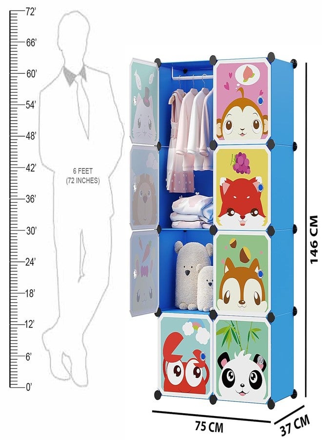 LUHI Plastic Wardrobe for Kids Clothes – Durable, Easy to Use Anti-Skid & Non-Slip Effective Professional Collapsible Wardrobe, Plastic Cupboard for Kids, Foldable Almirah (HK Blue, 8 Door) - Image 2
