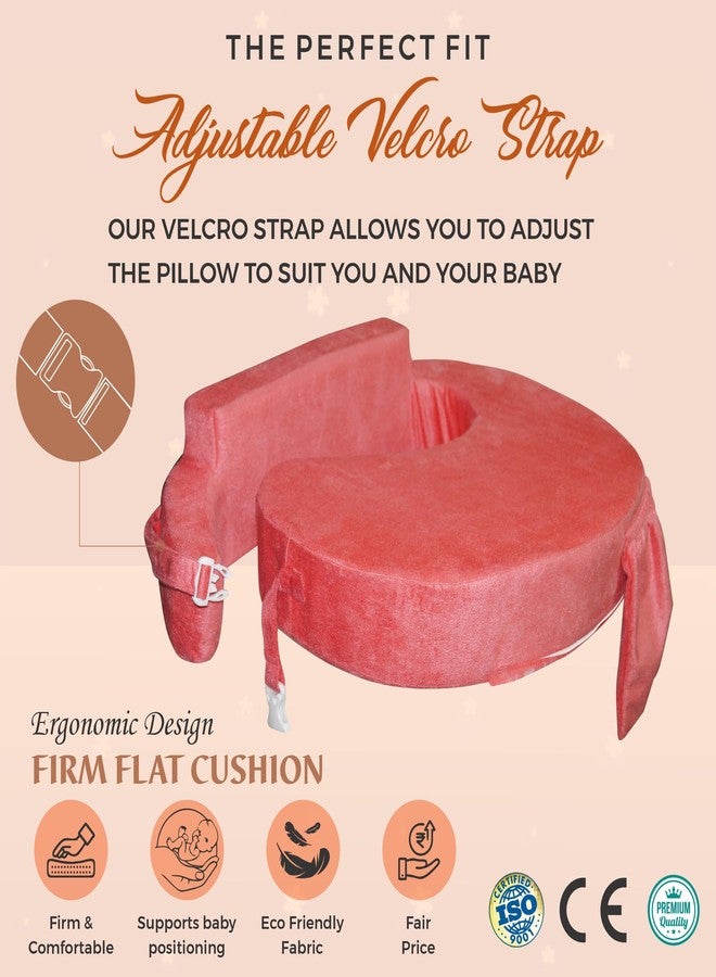 Gordon Gorden Home Professional Nursing Pillow Ergonomic Breastfeeding Ideal for Lactation Consultants Breastfeeding Essentials Handy Side Pocket Washable Slip Cover Made in Plush Soft Fabric Peach - Image 2