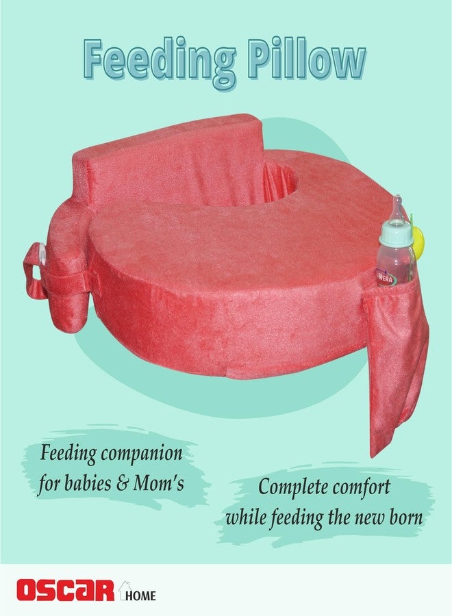 Gordon Gorden Home Professional Nursing Pillow Ergonomic Breastfeeding Ideal for Lactation Consultants Breastfeeding Essentials Handy Side Pocket Washable Slip Cover Made in Plush Soft Fabric Peach - Image 3
