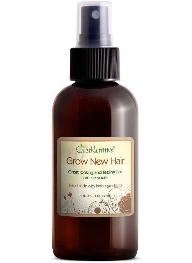 Just Nutritive Grow New Hair Treatment | Hair Regrowth Oil | Natural Hair Care | Hair Growth Treatment For Men and Women | Just Nutritive | 4 Oz  - Image 1