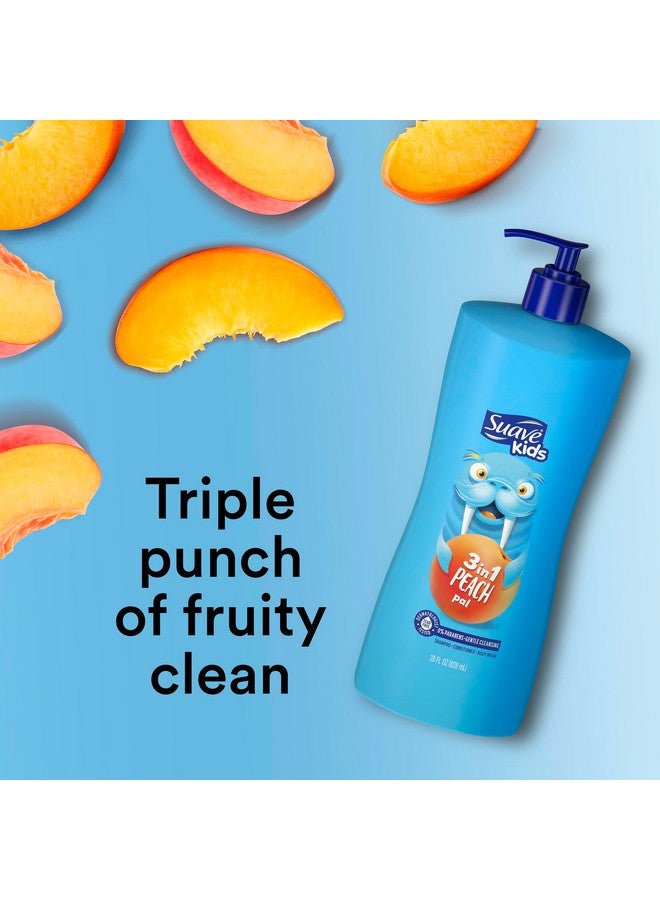 سواف غسول الجسم والشامبو والبلسم 3 في 1 للأطفال بدون دموع، تم اختباره من قبل أطباء الجلدية، Peach Pal، عبوة 28 أونصة من 4 قطع - Image 2