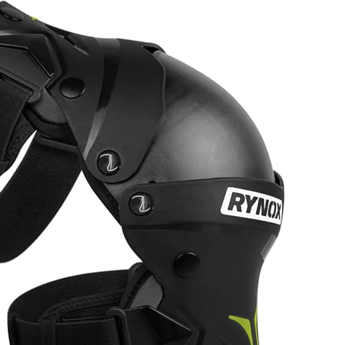 Rynox Bastion Bionic Knee Guards | Impact Protection | Abrasion Resistance | Bionic Design Motorcycle Knee Guards - Black Hi-Viz Green - Image 2